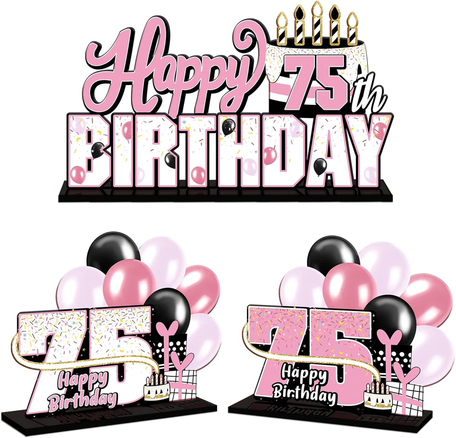 LINGTEER Happy 10th Birthday Gold Acrylic Table Topper Centerpieces Set - Cheers to Ten Years Old Birthday 10th Bday Party Gift Decorations.