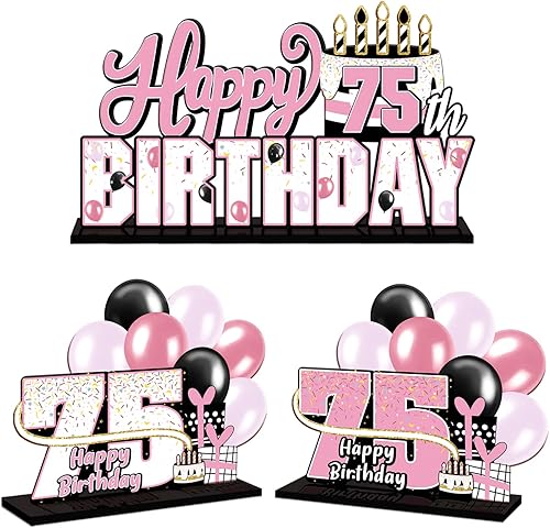 Miniatura 115 de LINGTEER Juego de centros de mesa de acrílico azul con texto en inglés «Happy 100th Birthday» – Decoración de regalo de fiesta de cumpleaños número