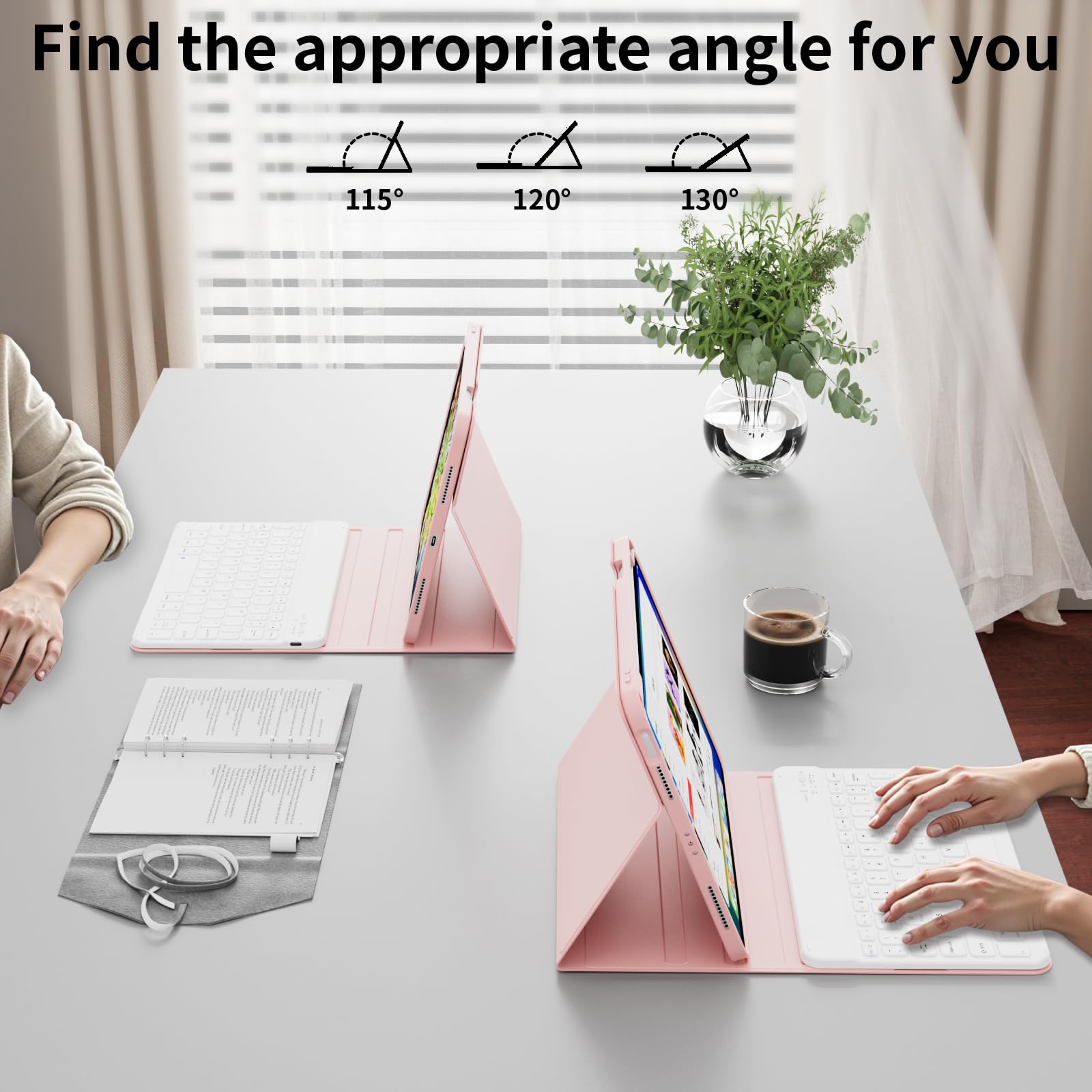 kenke Funda con teclado para iPad de 10.9 pulgadas (10.9 pulgadas 2022)/iPad A16 11ª (11 pulgadas 2025) con soporte izquierdo para lápices, delgada y ligera, funda para teclado Bluetooth inalámbrico