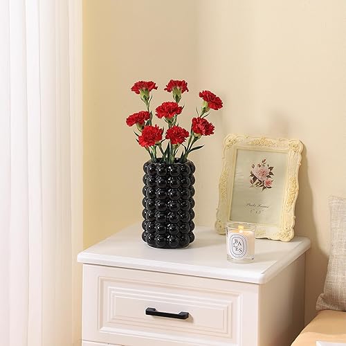 Miniatura 6 de Jarrón de burbujas, jarrón de cerámica negra, jarrón moderno, jarrón bohemio, jarrón alto de cerámica, florero decorativo, florero de cerámica para