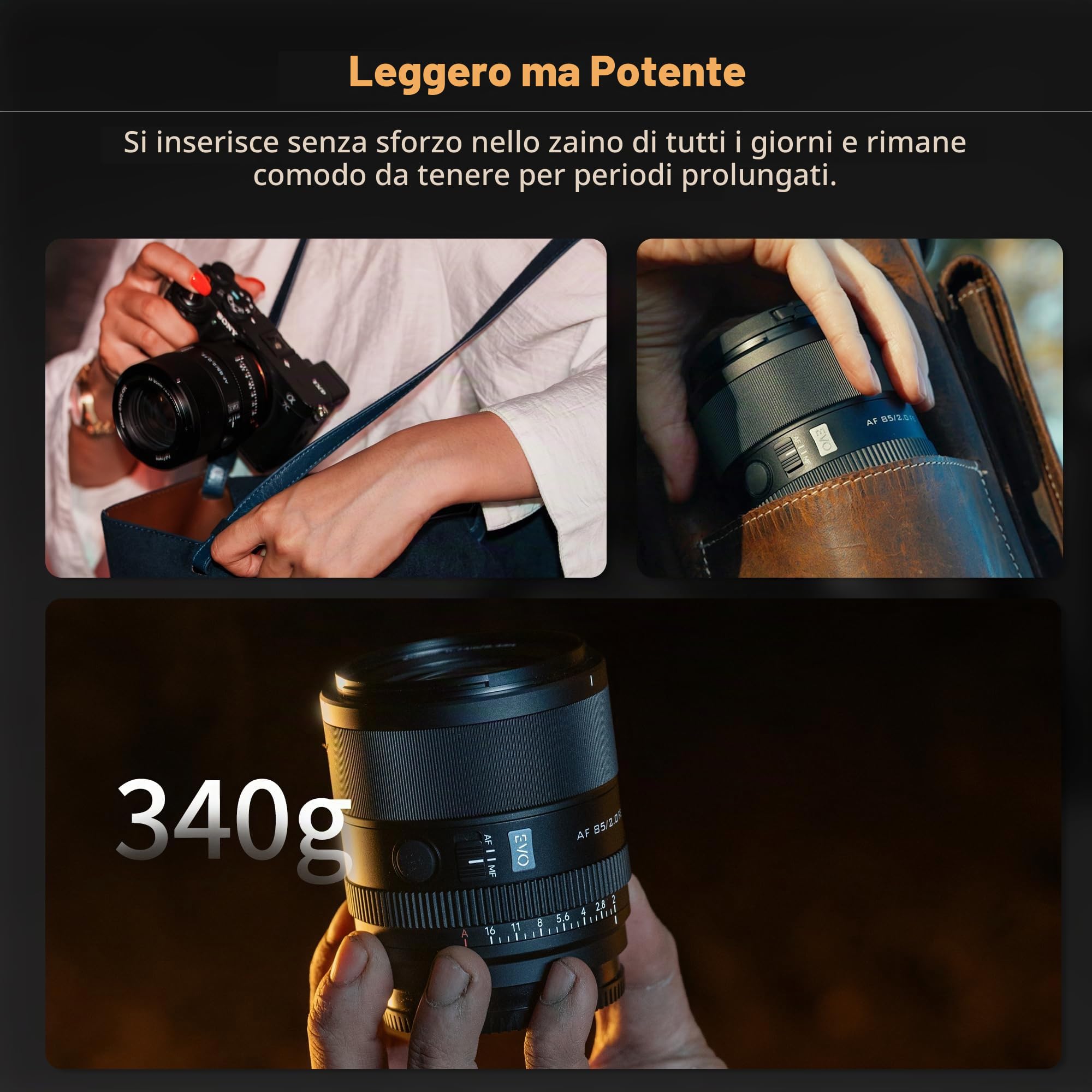 Viltrox AF 85mm F2.0 EVO Obiettivo per Fotocamera per Sony FE Full Frame con Auto Focus, Leggero, per Ritratti