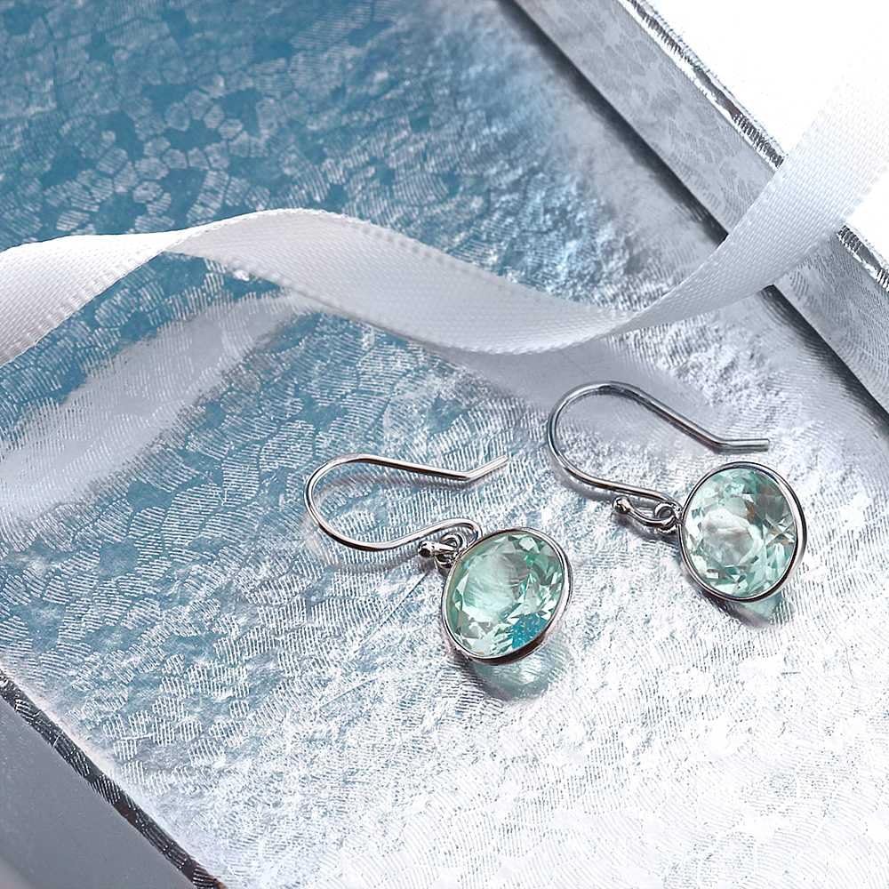 Gem Stone King 6.50 Cttw Blue Topaz Dangle Earrings For Women | 925 Sterling Silver | Gemstone Birthstone | Round 9MM | Fine Jewelry Gifts for Her Mom Women Wife