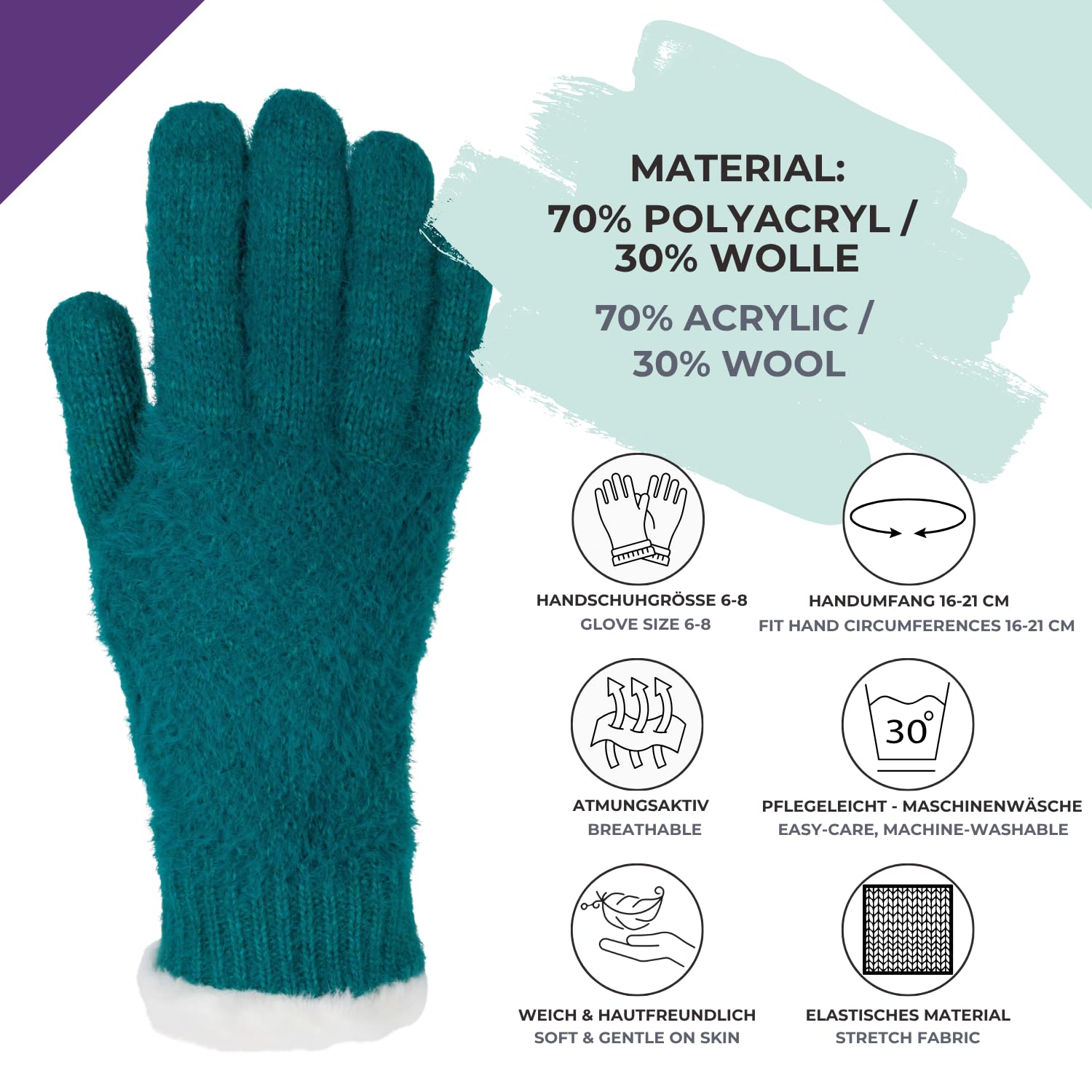 styleBREAKER 09010040 Gants d'hiver chauds pour femme avec motif grain de riz et polaire