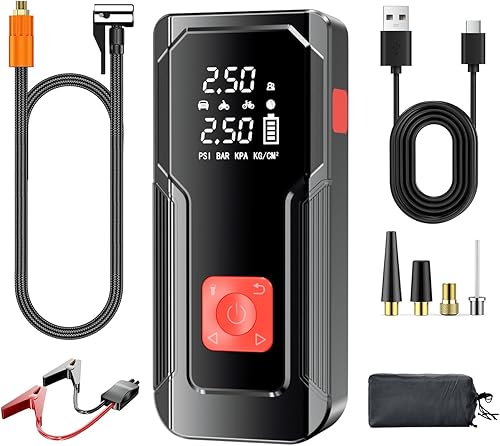 Arrancador de salto de 1000 A  Paquete de refuerzo de batería de litio de 12 V, caja de salto portátil, banco de energía y cables de puente  para