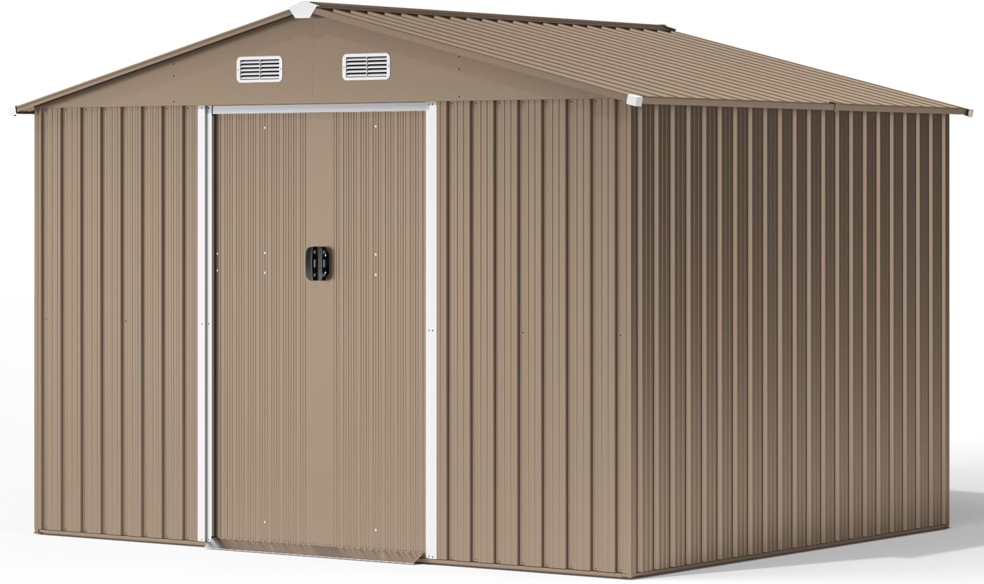 Kullavik 10FT x 8FT Outdoor Storage Shed,Waterproof Metal Tool Shed with Lockable Sliding Door and Air Vents,Metal Storage Shed for Garden,Backyard,Patio,Lawn