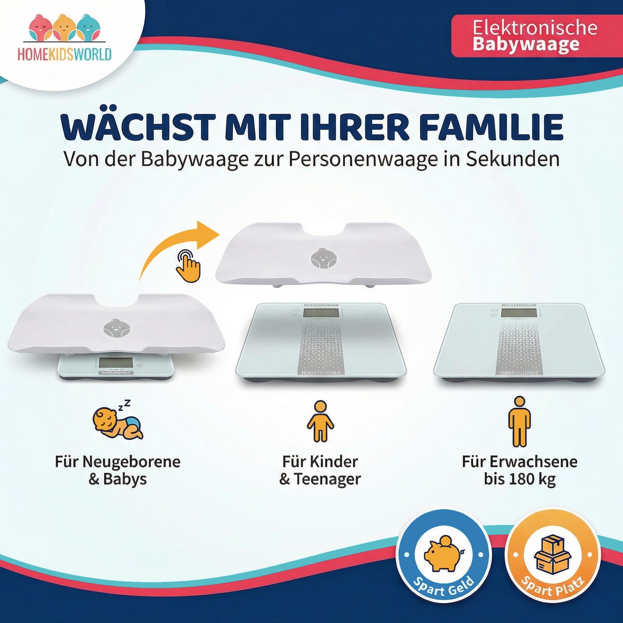 HomeKidsWorld Báscula combinada para bebés y adultos: báscula precisa para bebés y adultos, báscula digital con precisión de 5 g de 0-180 kg, ideal para recién nacidos como báscula de bebé