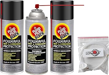Fluid Film Black 3 Aerosol Cans with DU-Most 2 Extension Hose & Nozzle, Long Lasting Corrosion Prevention, Penetrant & Lubricant, Marine, Automotive & Snow-Handling Vehicles Undercoating, 11.75 Oz