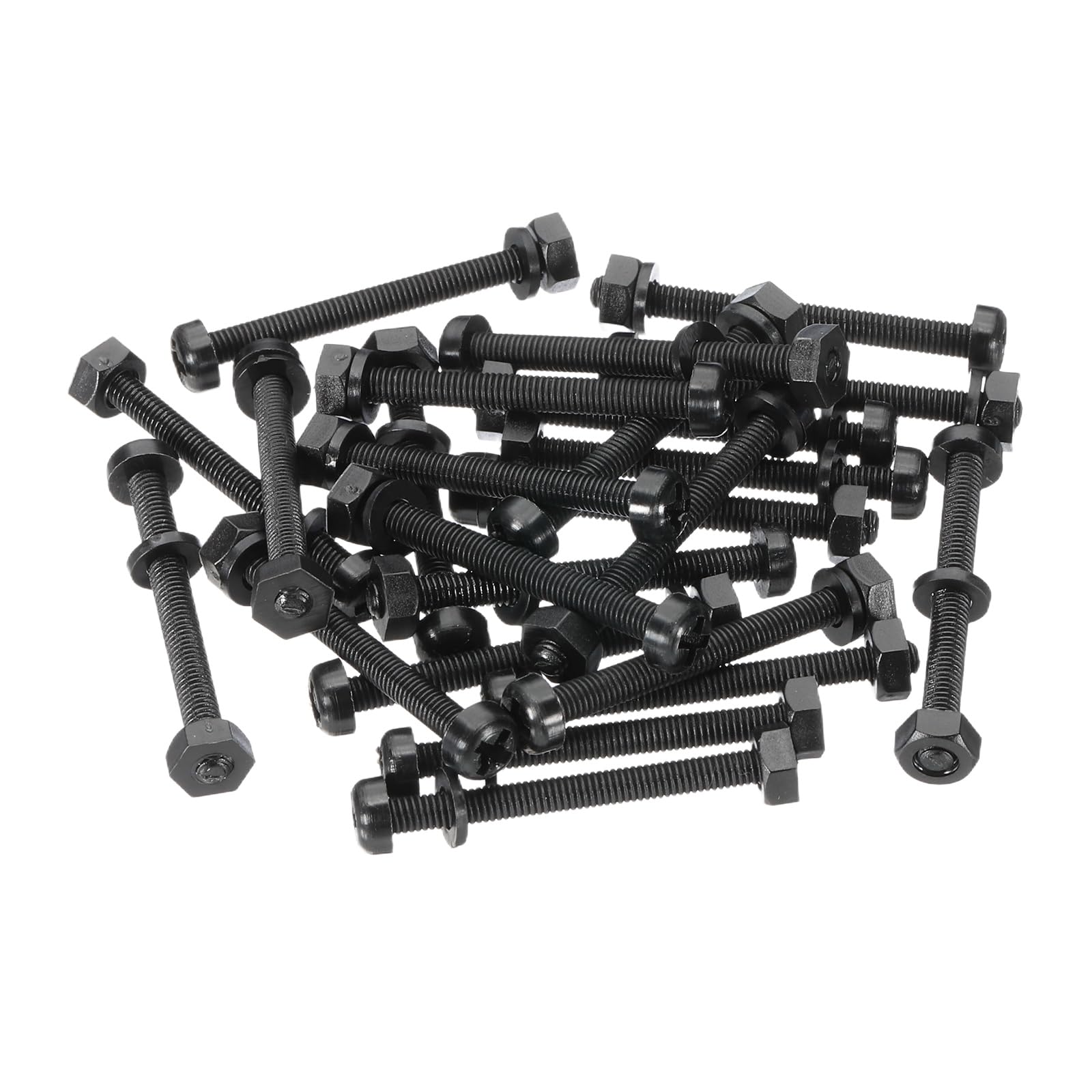 PATIKIL M3x30mm Black Nylon Bolts Plastic Nuts Full Thread Head Screws, 24 Pcs