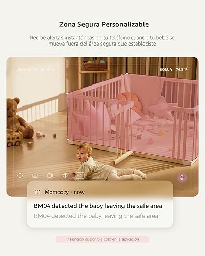 Miniatura 4 de Momcozy Monitor de bebé inteligente WiFi con cámara y audio, pantalla 1080P de 5 pulgadas con montaje en pared, detección de movimiento y llanto