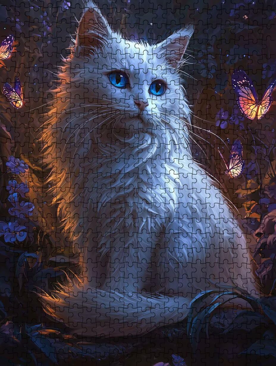 Katze WeißEs Haar Puzzle 6000 Teile, Klassische Puzzles, Geschicklichkeitsspiel Puzzle für Erwachsene, Puzzlespiele für Die Ganze Familie, Mit Schöner Verpackung, Dekoration Puzzles DX0YL3-627