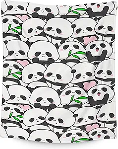 Mercuryelf Panda Throw Blanket - Soft, Fuzzy & Warm - 30x40 Inches Small Blankets for Lap, Crib - White Funny Throws Gift for Panda Lovers