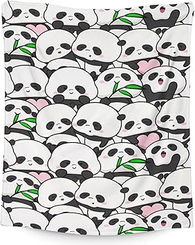 Mercuryelf Panda Throw Blanket - Soft, Fuzzy & Warm - 30x40 Inches Small Blankets for Lap, Crib - White Funny Throws Gift for Panda Lovers