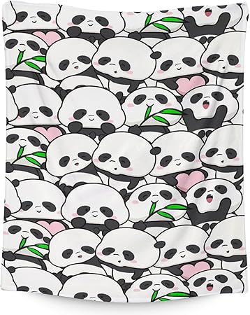 Mercuryelf Panda Throw Blanket - Soft, Fuzzy & Warm - 30x40 Inches Small Blankets for Lap, Crib - White Funny Throws Gift for Panda Lovers