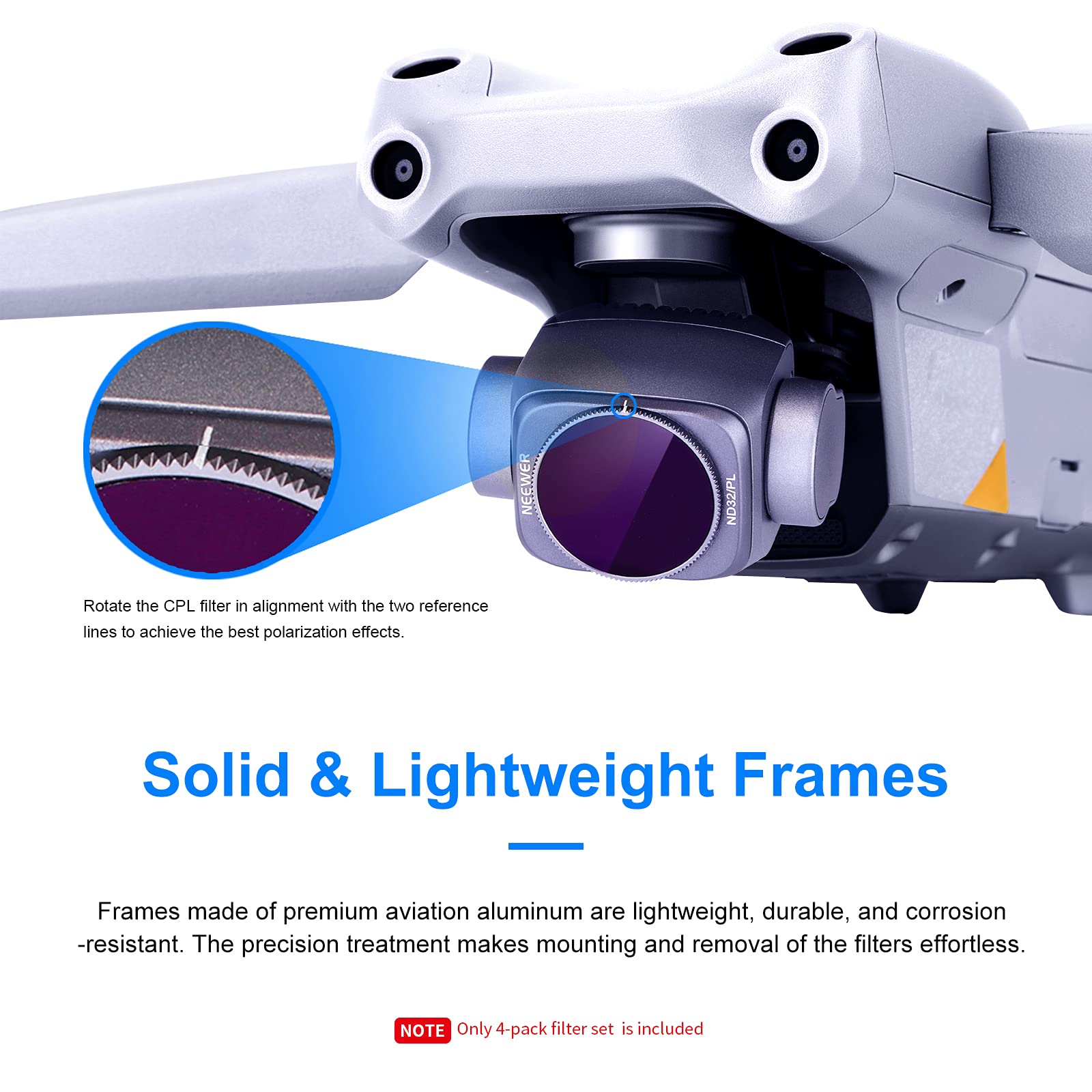 Set Filtri ND/PL Per DJI Air 3S - 4 Pezzi, ND8/PL To ND64/PL, Vetro Ottico Multistrato - Foto 3