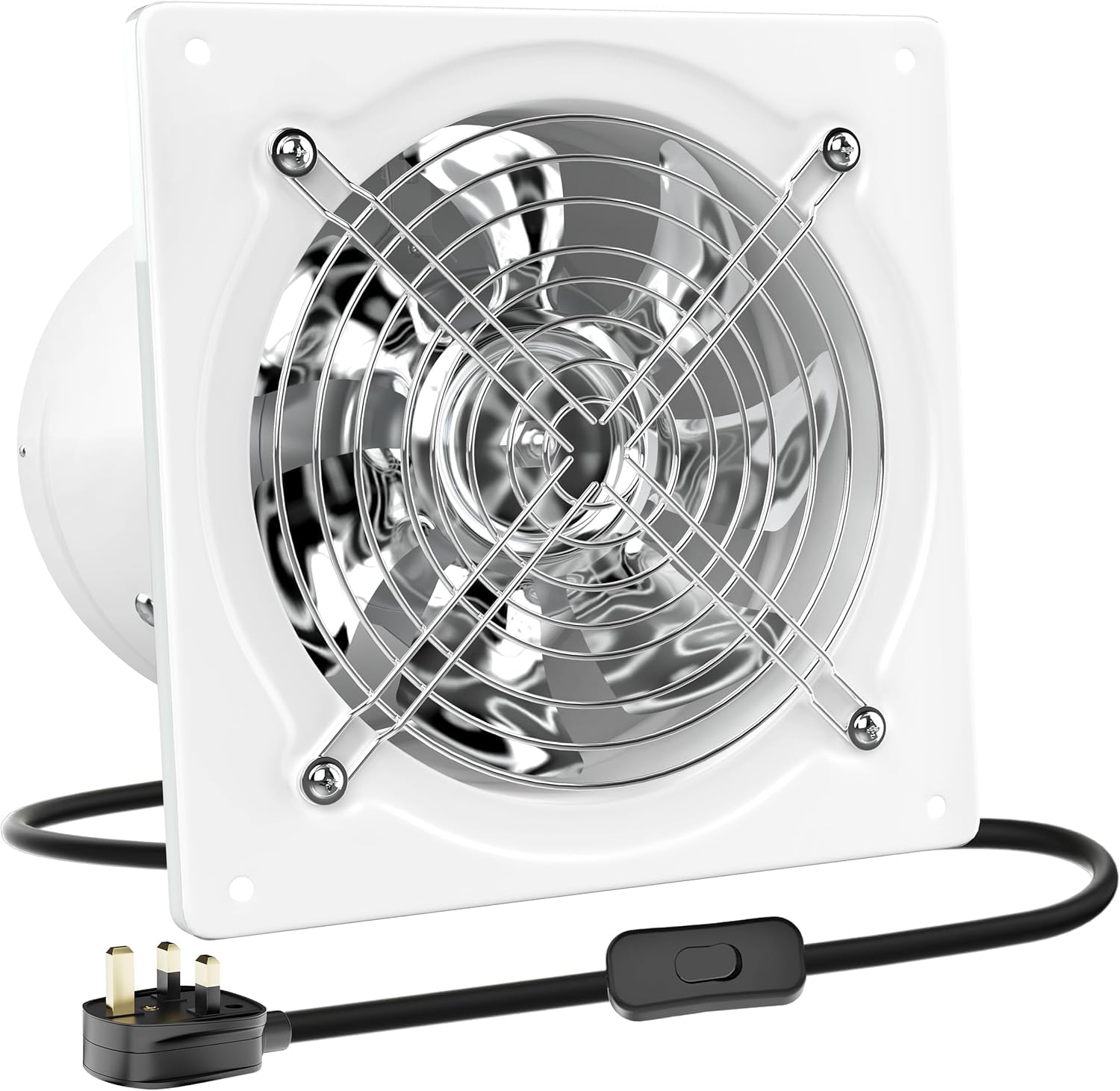 HG Power 200mm Exhaust Fan, 980m³/h Stainless Steel Ventilation Fan Extractor with Backdraft Damper for Kitchen Workshop Garage Basement, White — image 1