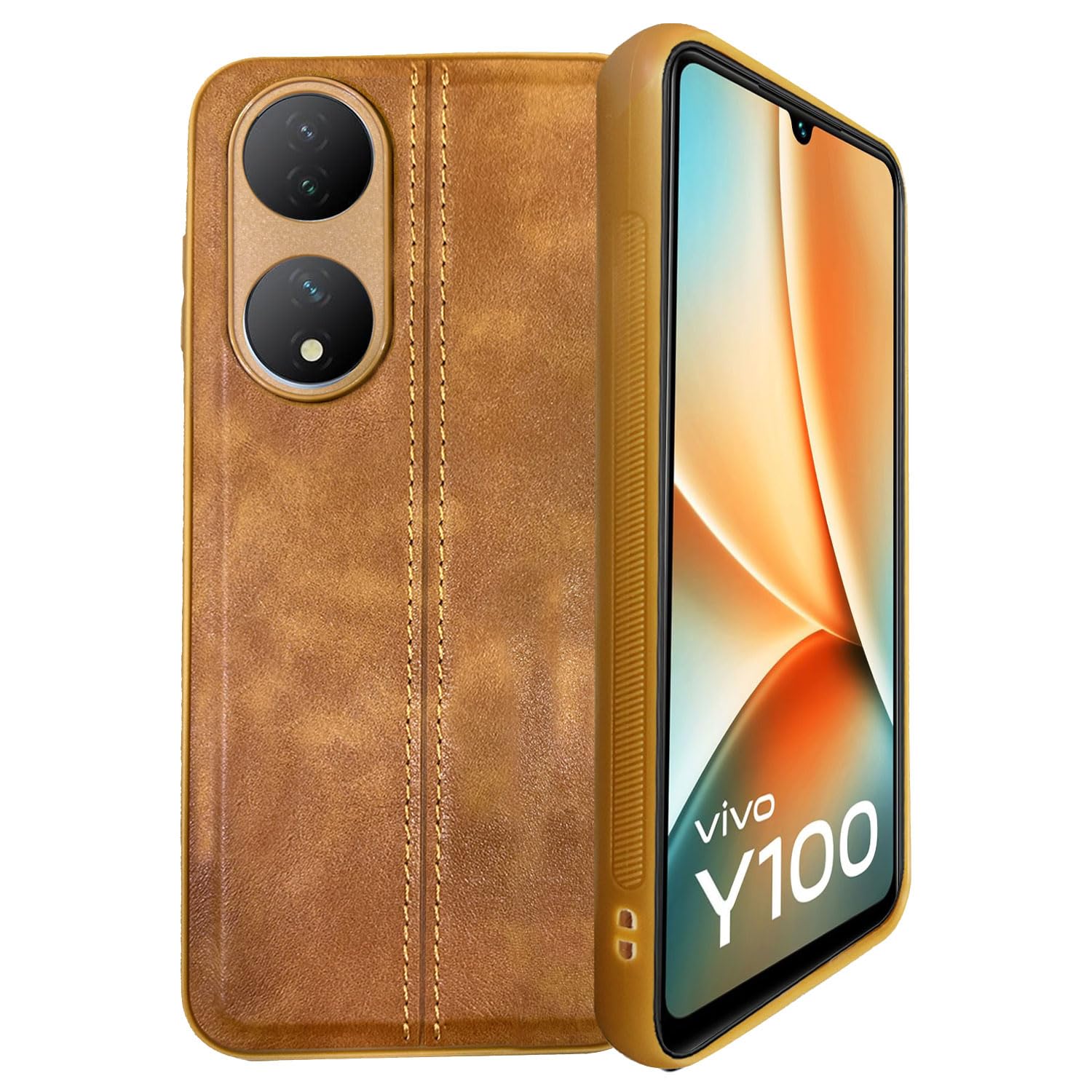 A rtistque Premium Thread Leather Back Cover Case for Vivo Y100 5G | Drop Protection | Smooth Grip | Raised Camera Edges - Brown (B0CDCHF97D) Amazon Price History, Amazon Price Tracker