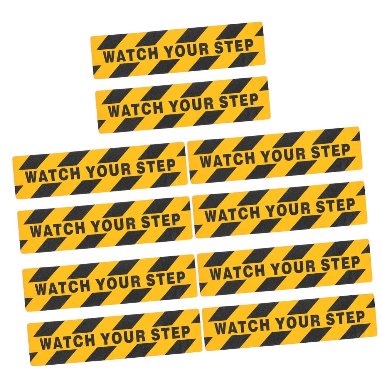 TOPBATHY 10 pezzi Nastro Antiscivolo Adesivo con Watch Your Step Strisce Antiscivolo per Scale e Passaggi Esterni Sicurezza Pet Resistente e Facile da Applicare
