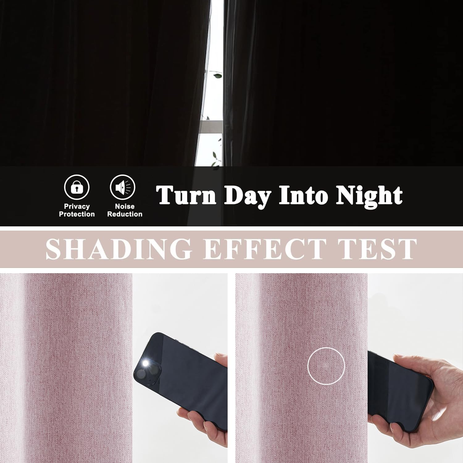 Pink Full Blackout Curtains for Nursery Girls Bedroom 90 Inches Long Burlap Linen Textured Thermal Insulated 100 Room Darkening Back Tab Rod Pocket Drapes for Living Room Dining 52"W 2 Panels - Image 3