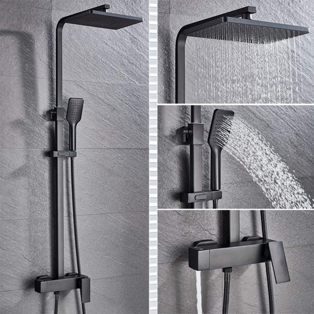 Robinet de douche à effet pluie rotatif avec pommeau de douche à main ergonomique
