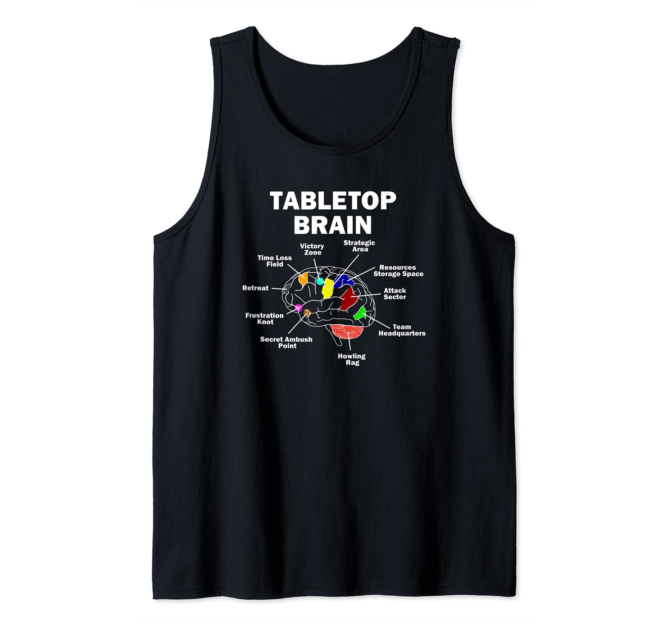 Tabletop Brain Boardgame saying Tank Top, Black