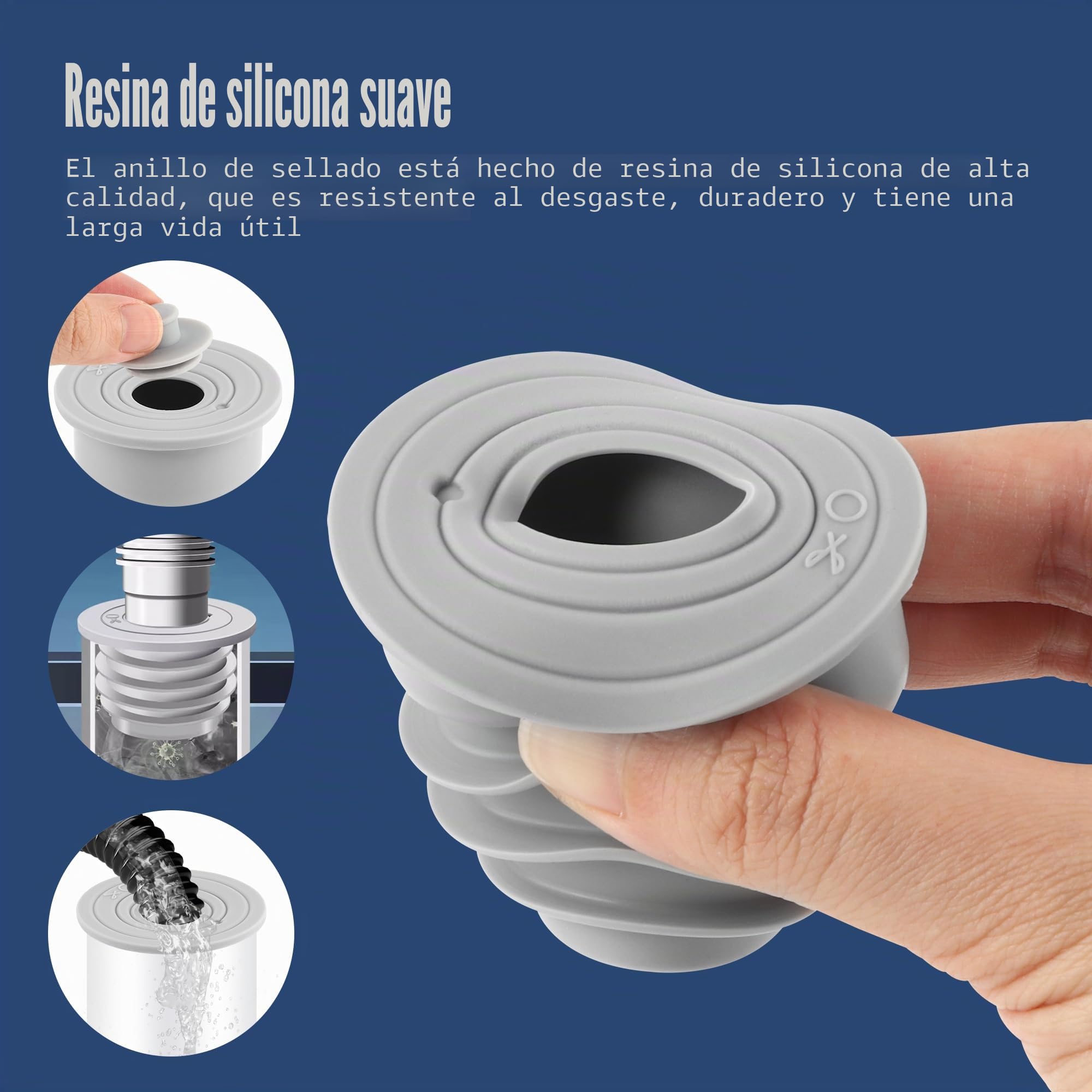4 juntas para tubo de desagüe de agua, 35-40 mm/45-55 mm, anillo de sellado del tubo de desagüe para lavadoras, desagües del fregadero, gris
