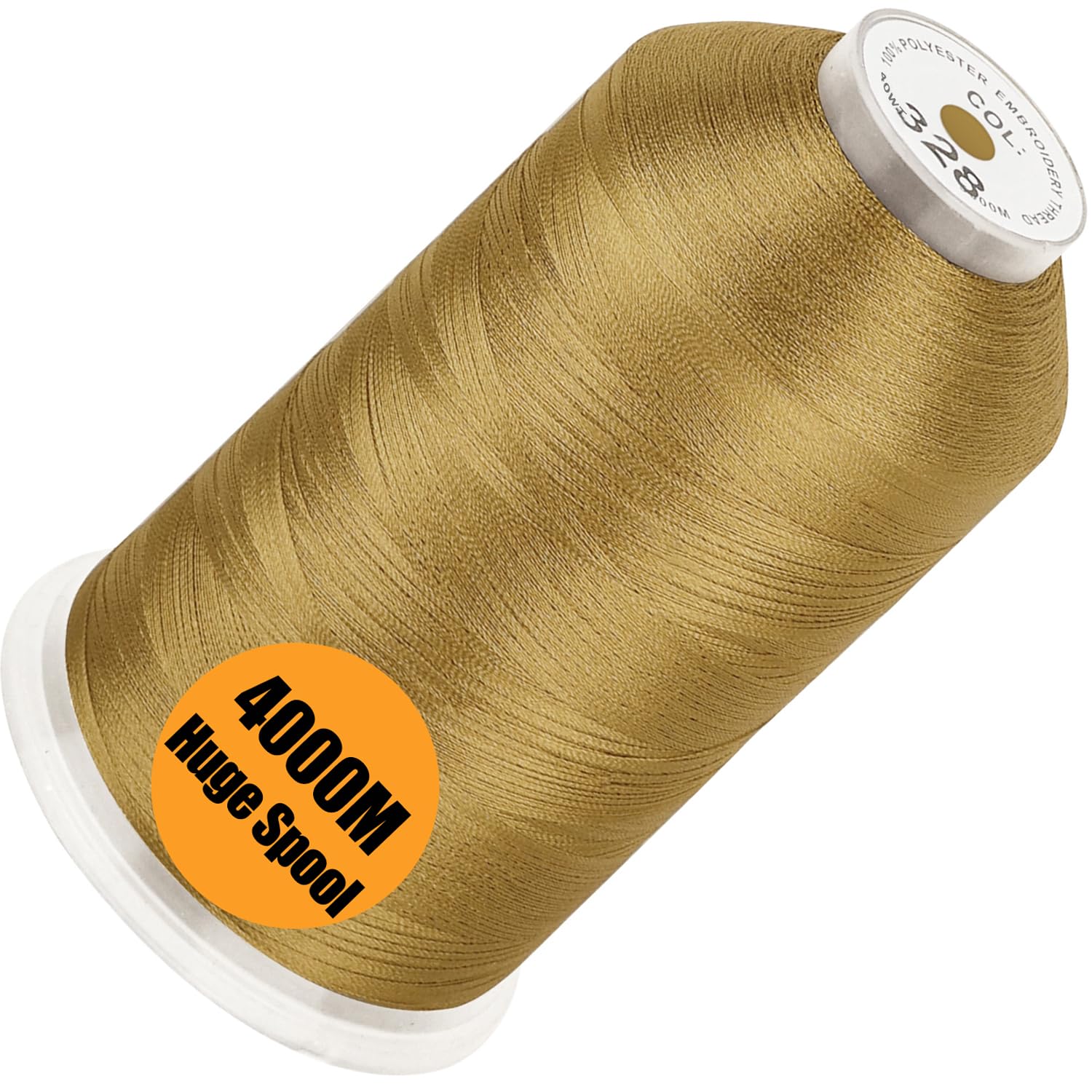 New brothreadSingle Huge Spool 4000M Each Polyester Embroidery Machine Thread 40WT for Commercial and Domestic Machines - Brass