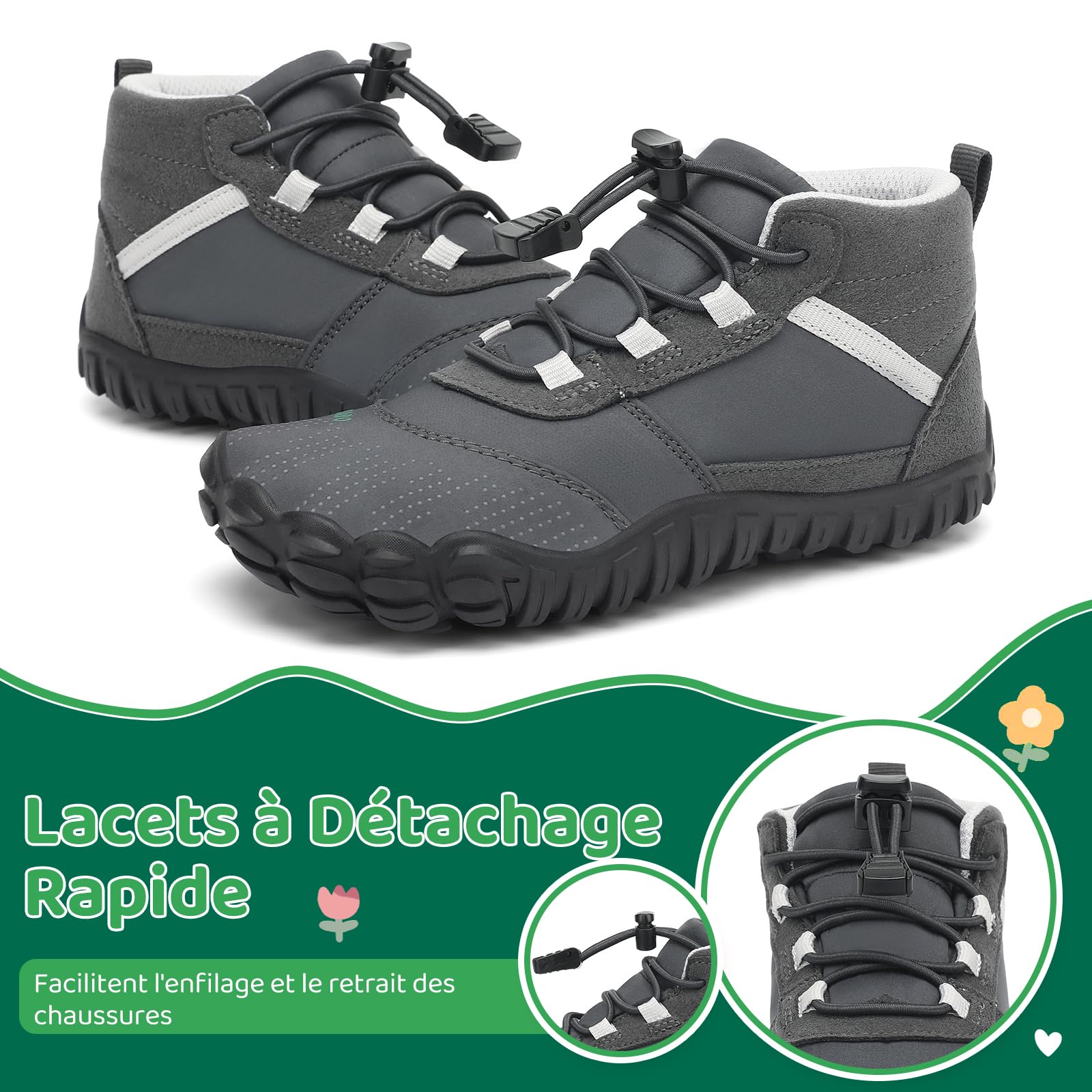 SAGUARO Chaussures de Trail Running Enfants Chaussures Minimalistes Barefoot Antidérapantes Léger Respirantes