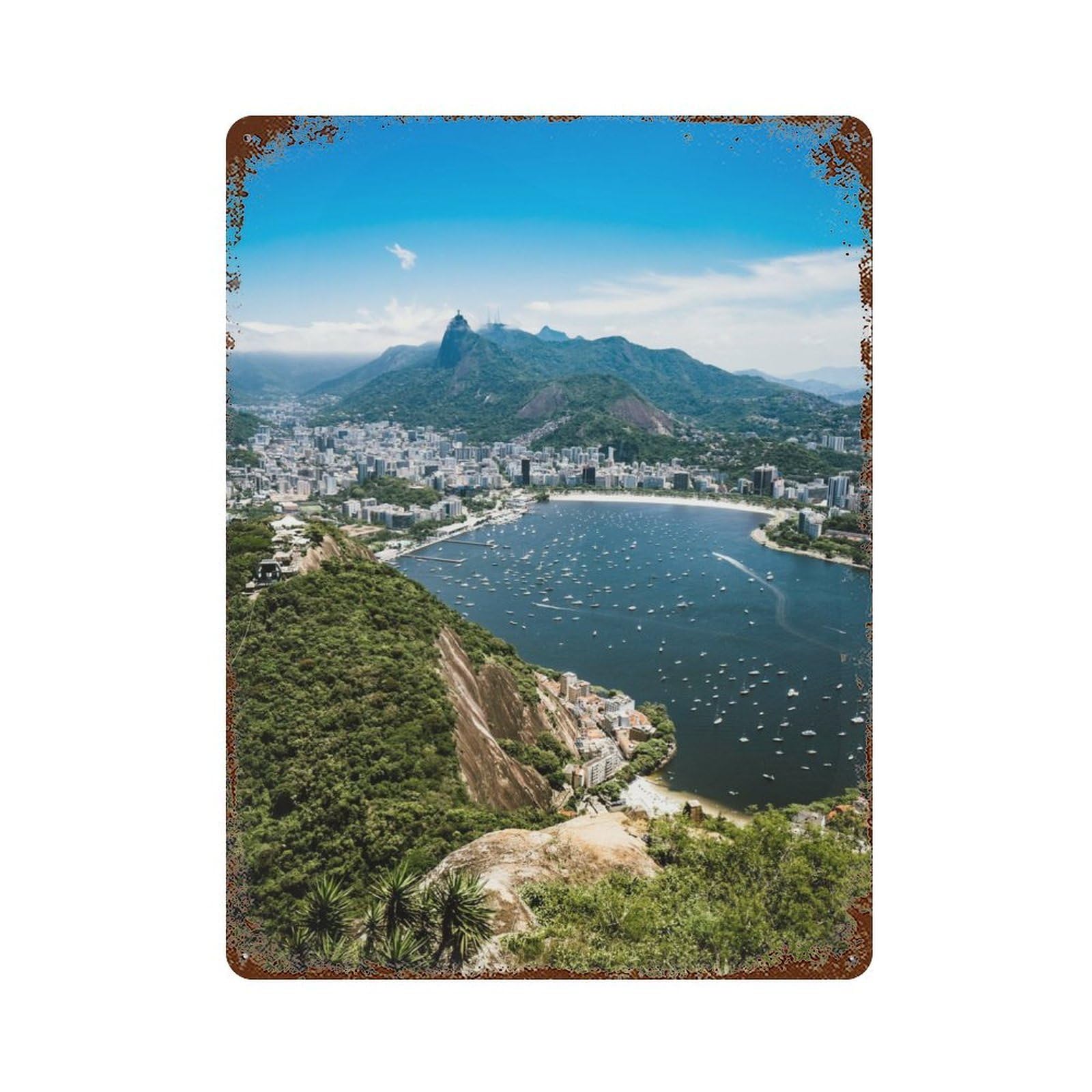 Garage Style Rio De Janeiro Vintage Rust Metal Sign 15.7"x11.8", Retro Wall Decor for Bar And Workshop