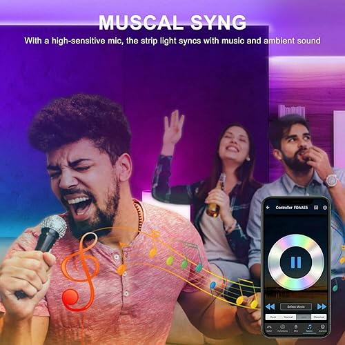 Miniatura 5 de Luces LED de 100 pies para dormitorio, sincronización de música, tira de luces LED RGB con control remoto y aplicación, tira RGB para decoración de