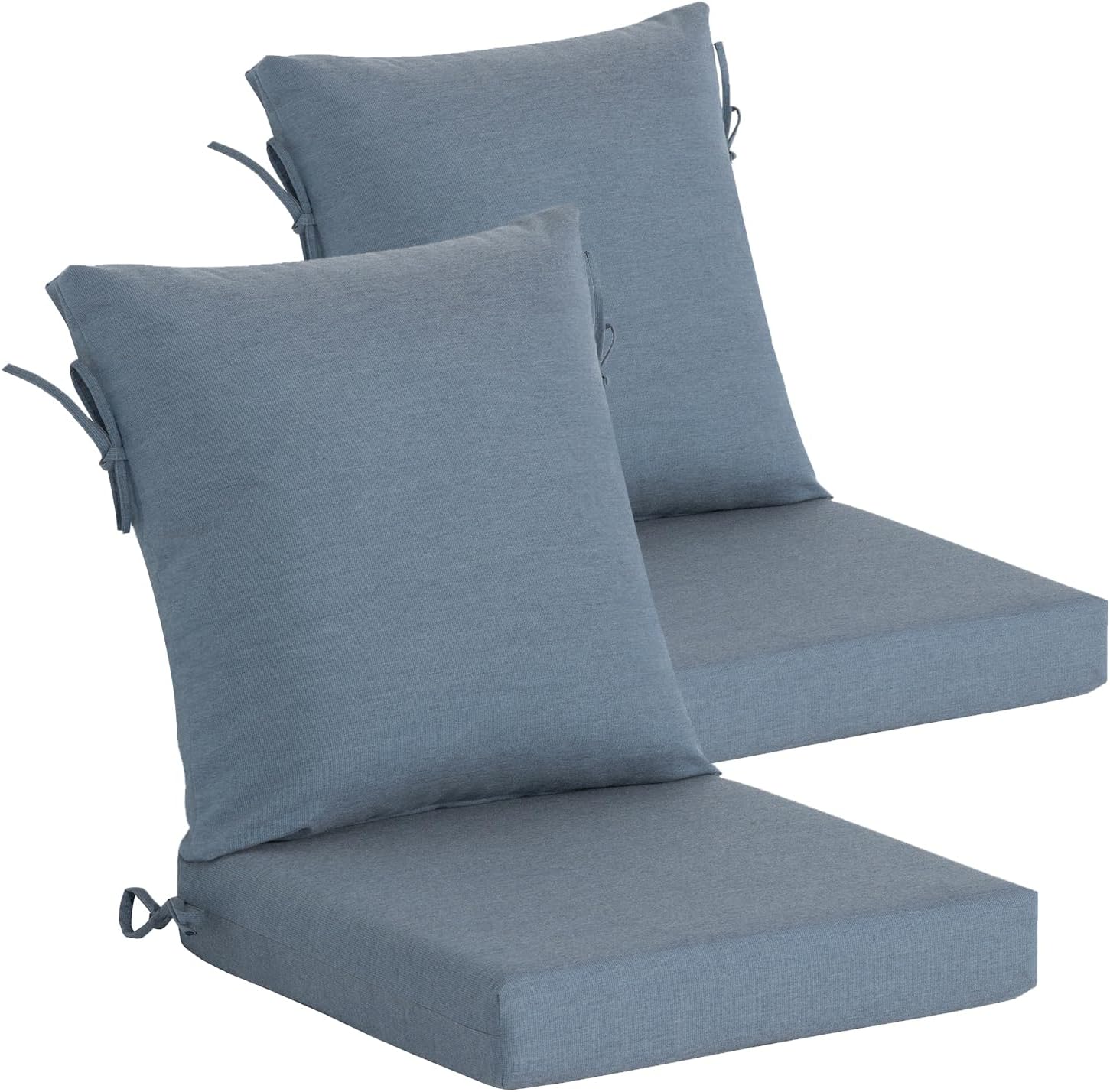 Goodgoods 22 x 24 Outdoor Patio Deep Seat Cushions 2-Pack, 1000+ Hours Fade-Resistant & Water-Resistant Outdoor Furniture Chair Cushions with 30D High-Resilience Foam for Sofa Chair, Light Gray