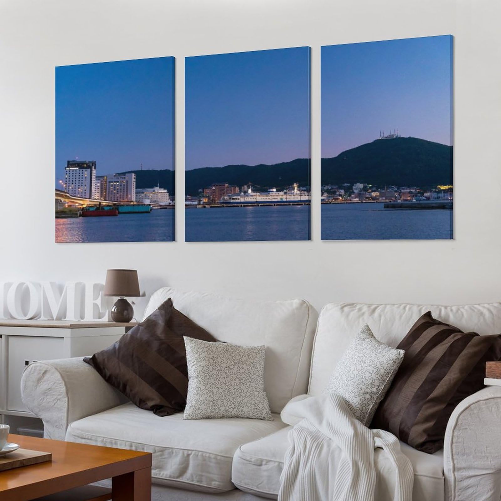 Amazon.co.jp: 3枚 北海道 函館市夜景になる前の街並み 絵画