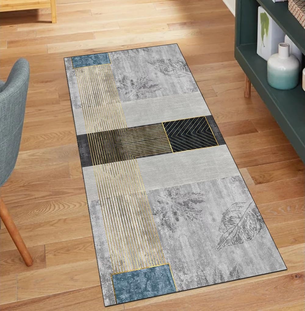 Alfombra para pasillo o cocina gris 90x280 cm antideslizante lavable pasillos modernos