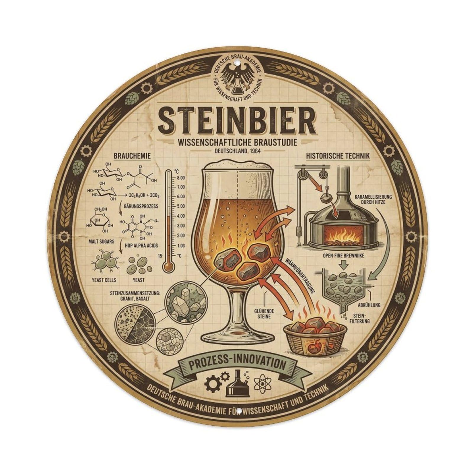 Vintage Steinbier Hot Stone Brew Barrel German Keg Tap Metal Tin Sign