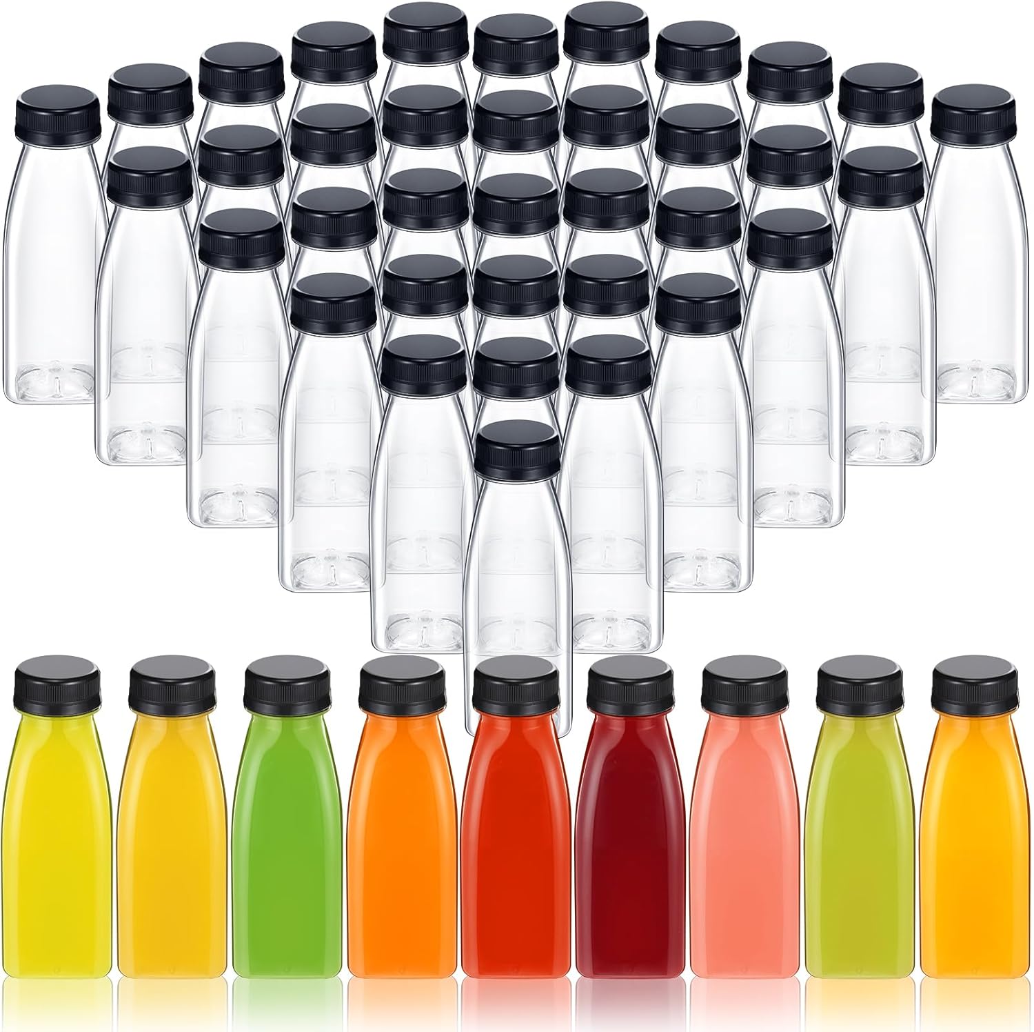 Tanlade 48 Pieces 8 oz Plastic Juice Bottles with Caps