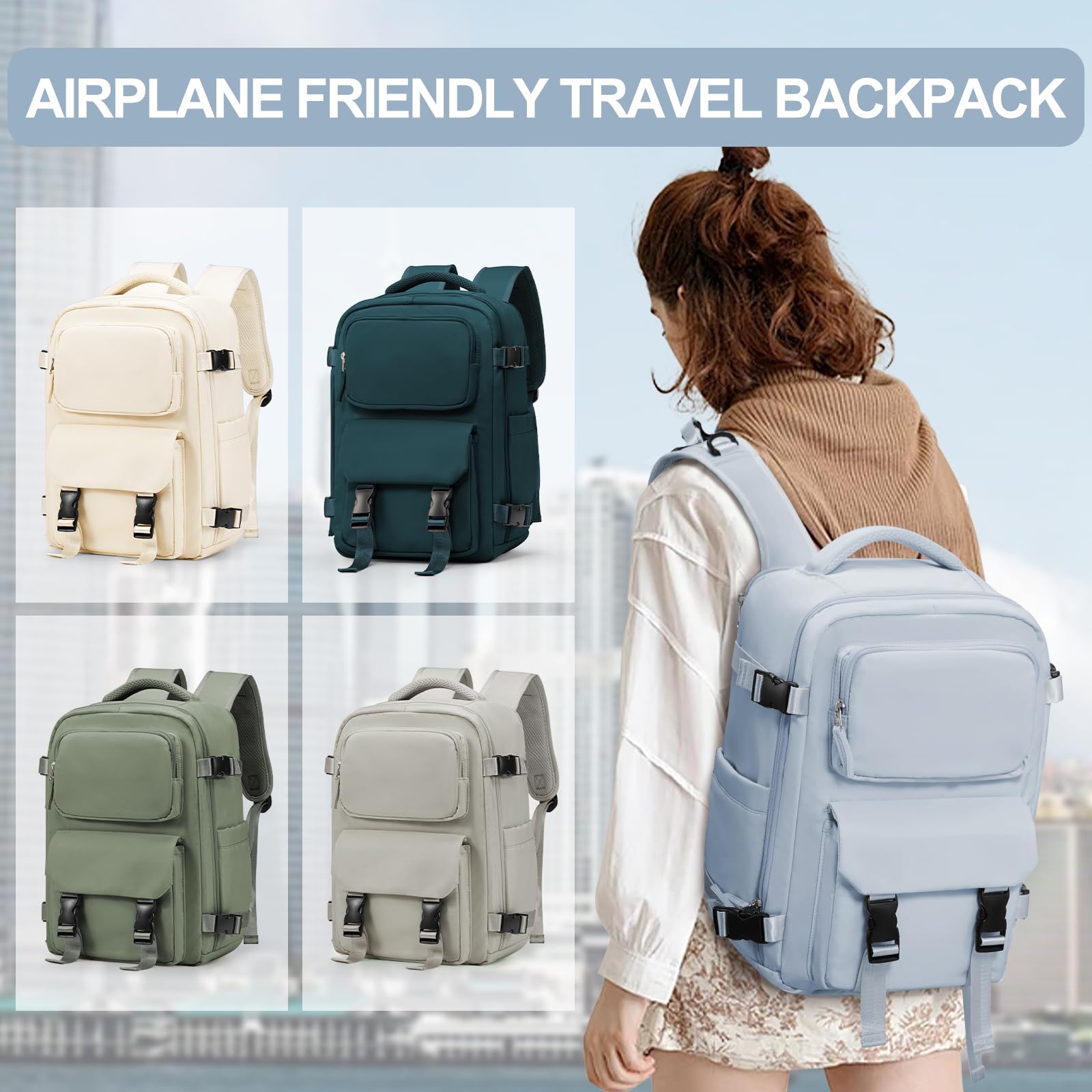 SZLX Zaino da viaggio grande da donna da viaggio zaino da escursionismo sportivo da esterno impermeabile zaino da scuola casual laptop da 14 pollici con porta di ricarica USB scomparto per scarpe