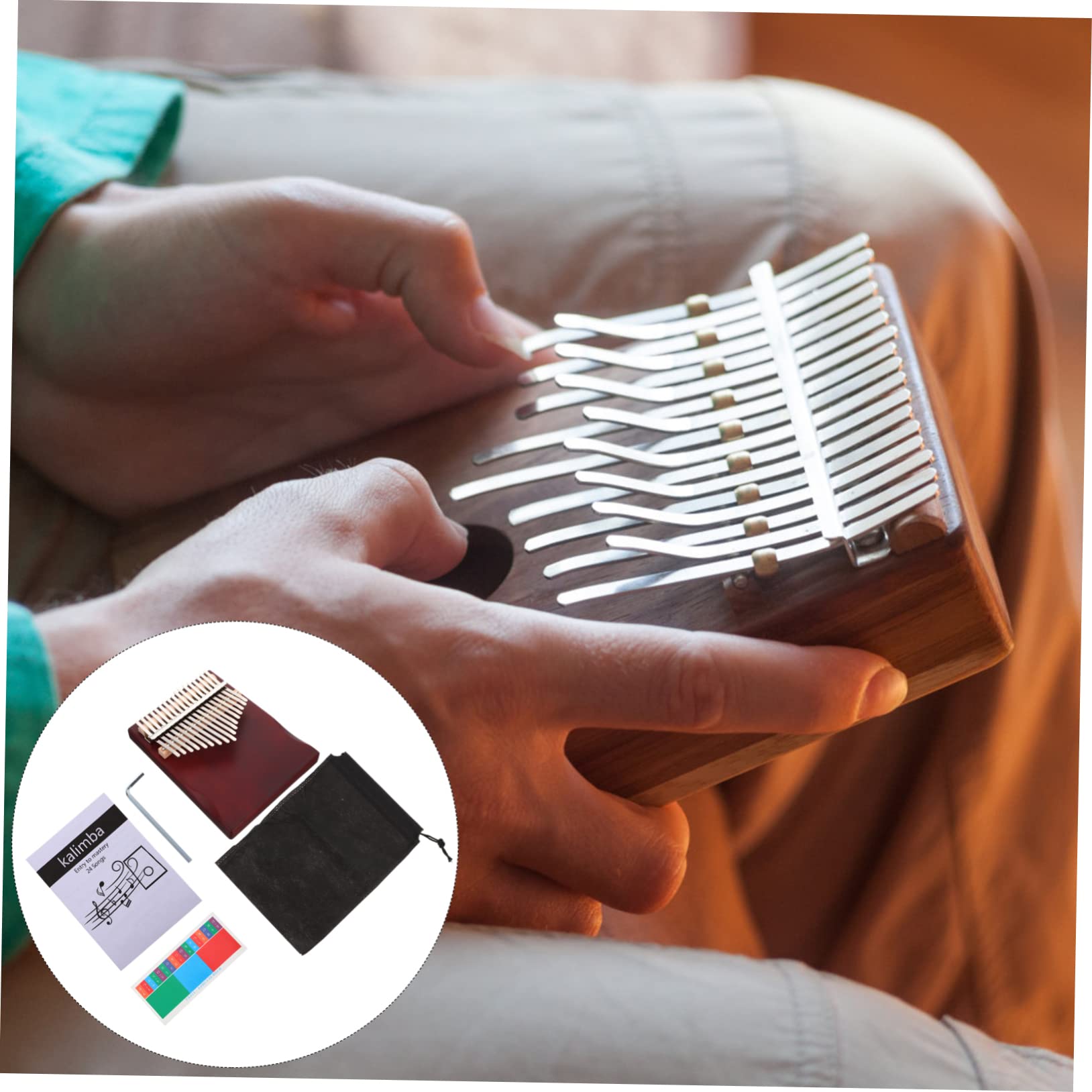 Yardwe 1 Set Tone Kalimba Finger Piano for Beginners Ergonomic Design Comfortable Polished Music Plaything for Adults Starter Instrument for Creative Learning