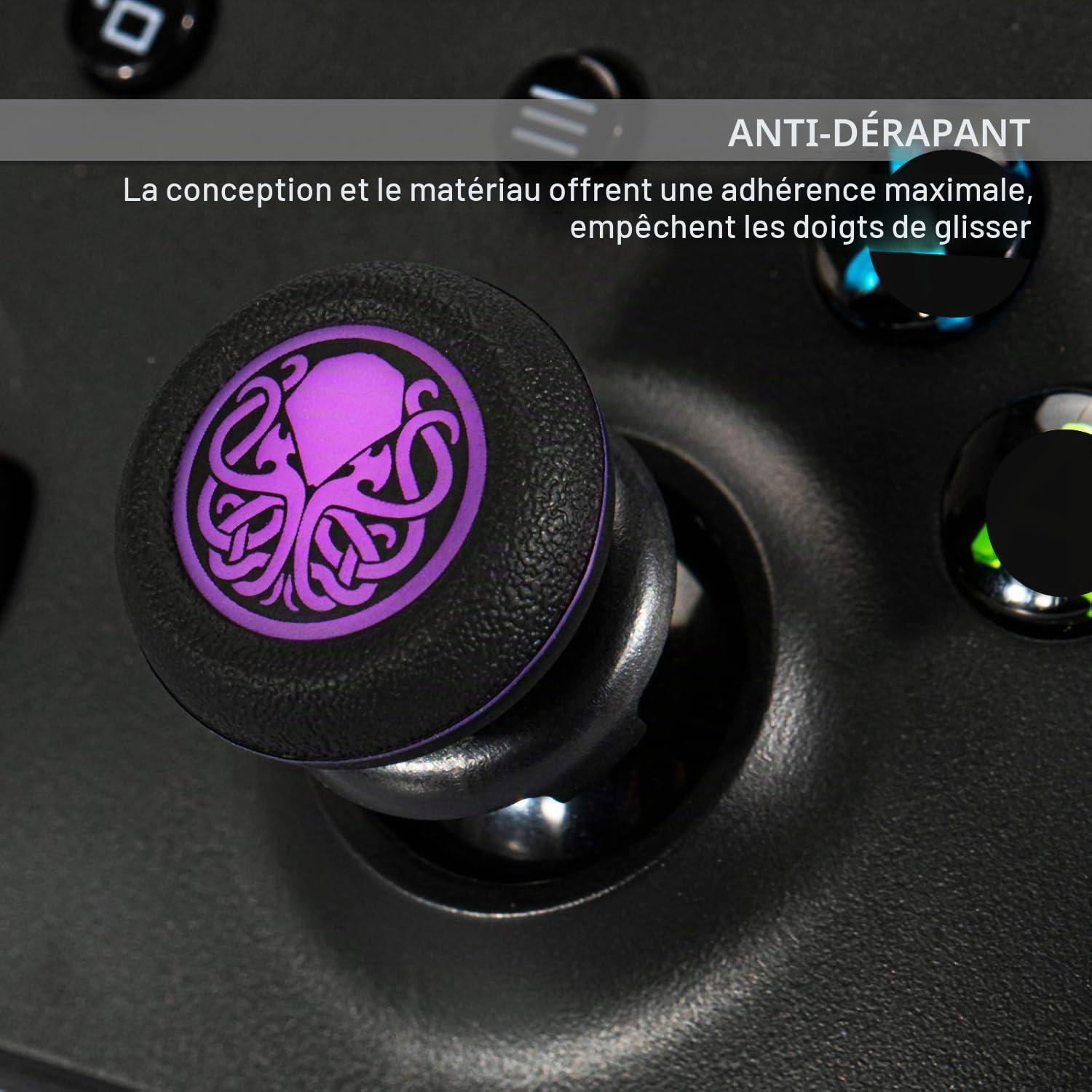 FPS Bâton Prises de Pouce Thumbstick Grip et Prolongateur Impression Caoutchouc Silicone Poignée Couvrir 2 ensembles pour Manette Xbox Series X/S et Xbox One (Secret De Cthulhu)