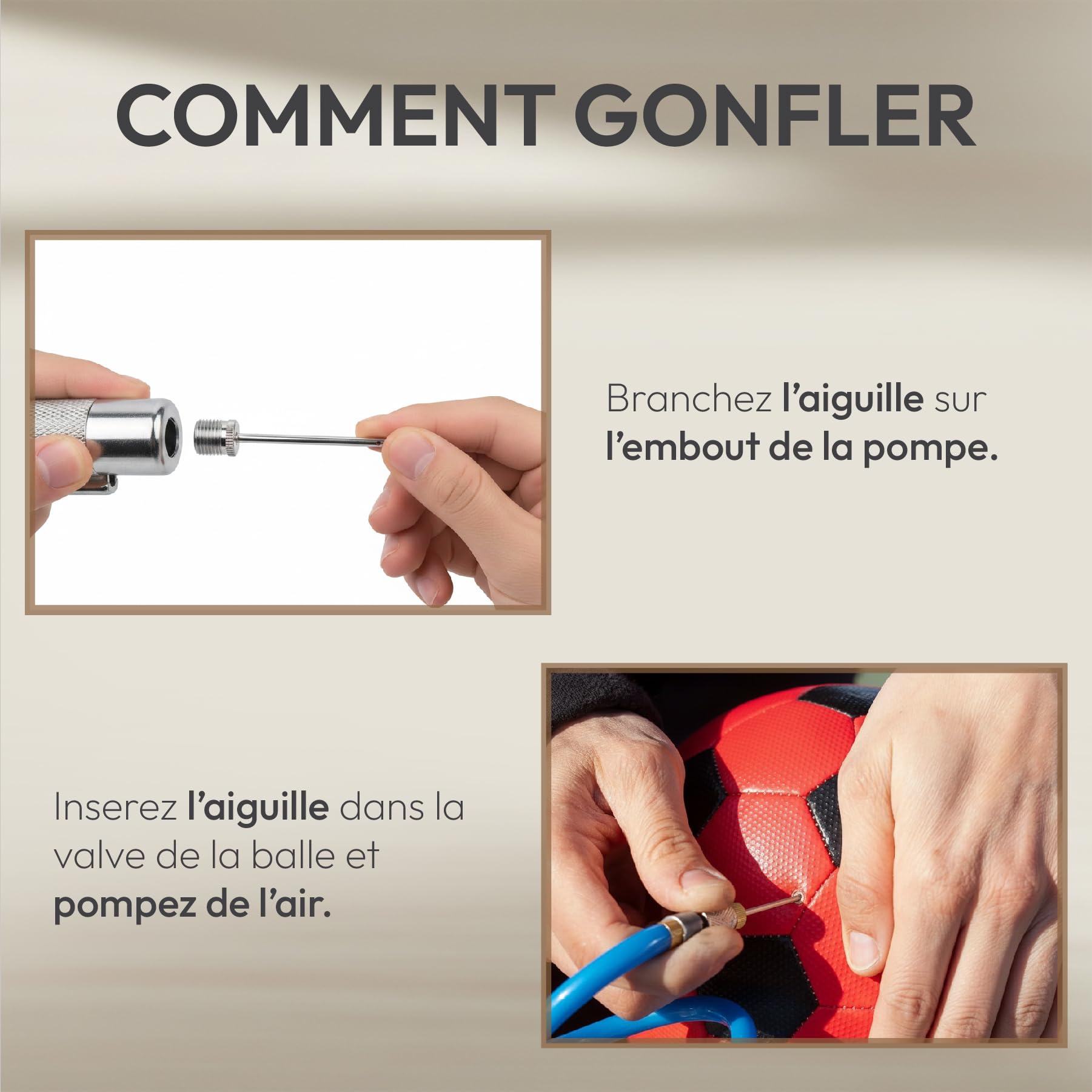 Lionstrike Aiguille De Gonflage De Ballon en Acier Inoxydable - Adaptateur pour Pompe à Ballon avec Trous Latéraux pour Un Flux D’air Fluide - Compatible Pompes Basket, Volley, Handball | Lot De 2