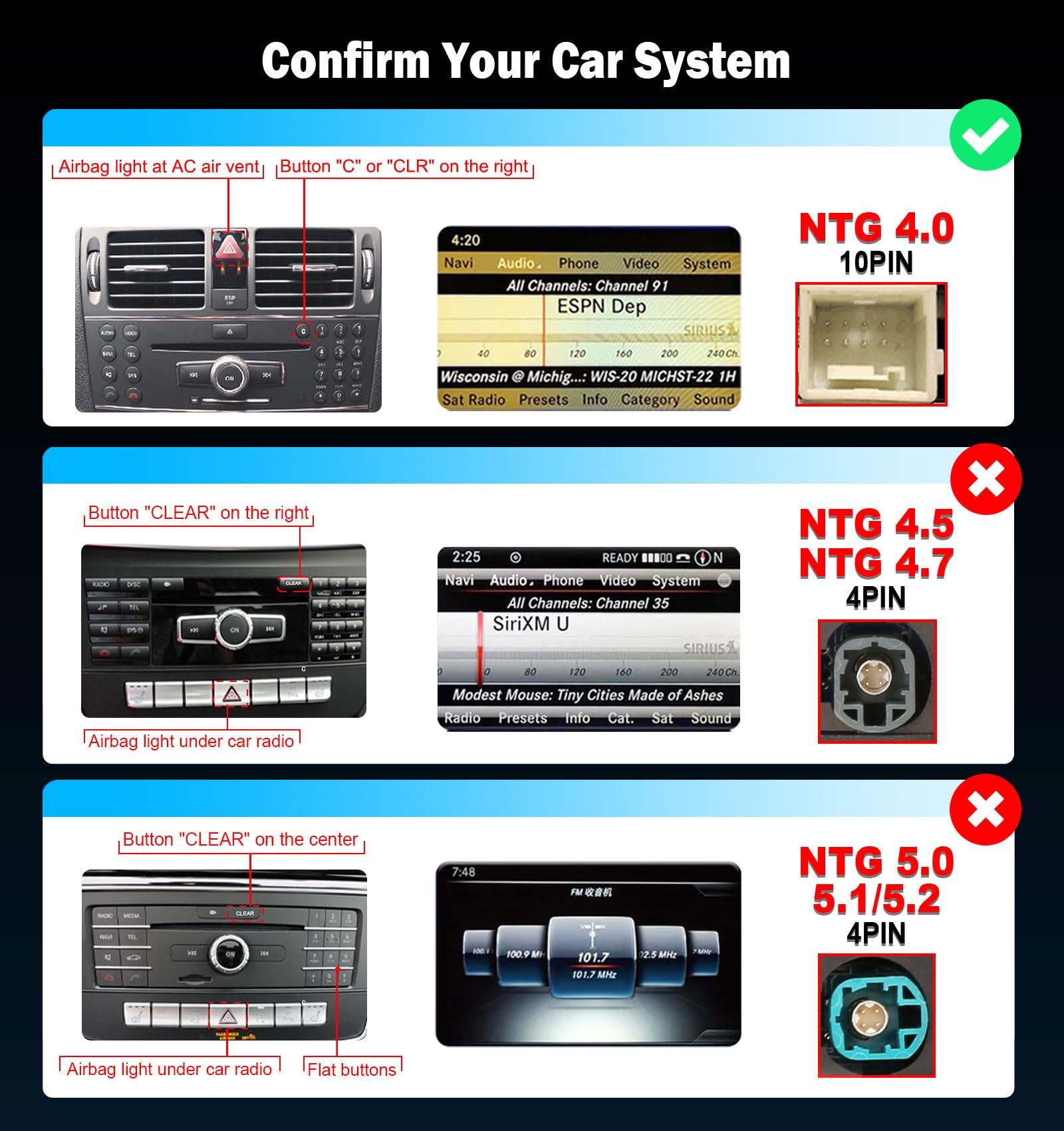 10.25" Android 16 Snapdragon 8 Core Autoradio GPS Navigateur Stéréo pour Mercedes Benz C-Class W204 S204 système NTG 4.0, GPS Navigateur Wireless Carplay IPS Écran Tactile WiFi 4G Dab+ Bluetooth 5.0