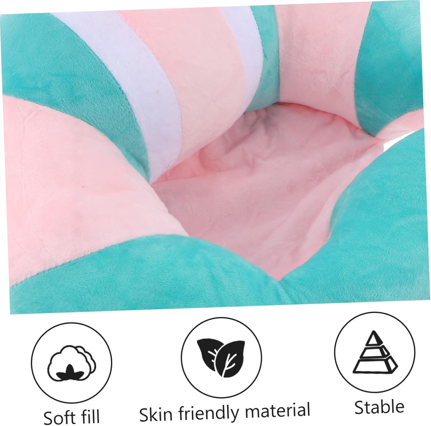 0.68kg Support Seat Sofa Cushion for Boy Girl Soft Plush Floor Lounger Non-Slip Design for Nursery Playroom Light Green Pink Diameter