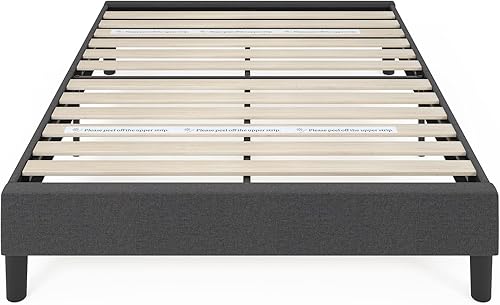 Miniatura 12 de Zinus Curtis - Base de cama tapizada con plataforma, base de colchón, soporte de listones de madera, no necesita somier, embalaje ecológico