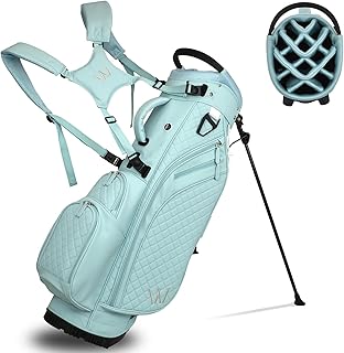 Luxury Womens Golf Bag, PU Leather Golf Stand Bag for Women/Ladies, 14-Way Full-Length Top