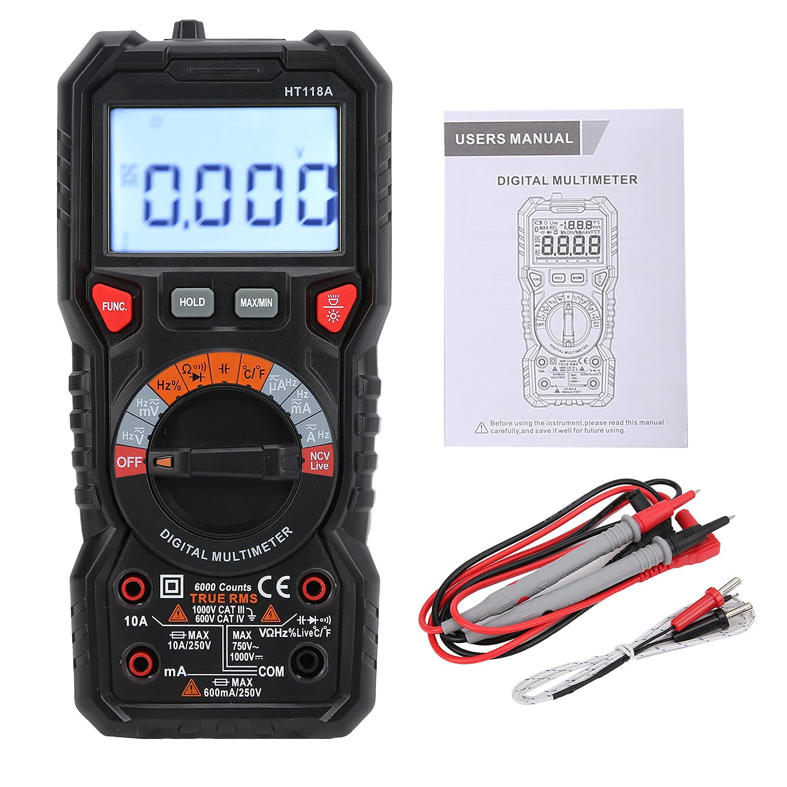 HT118A Multimetr Cyfrowy Wielofunkcyjny Tester Elektryczny Bezdotykowy Automatyczny Tester Napięcia Prądu dla Elektryka