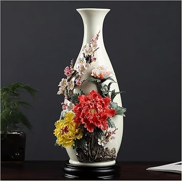 Decorative Ceramic for Desktop, White for Home Living Room Decor, Hand Kneaded Modern for Coffee Table Mantel, Flower for Decor Office Decoration Centrepieces Wedding