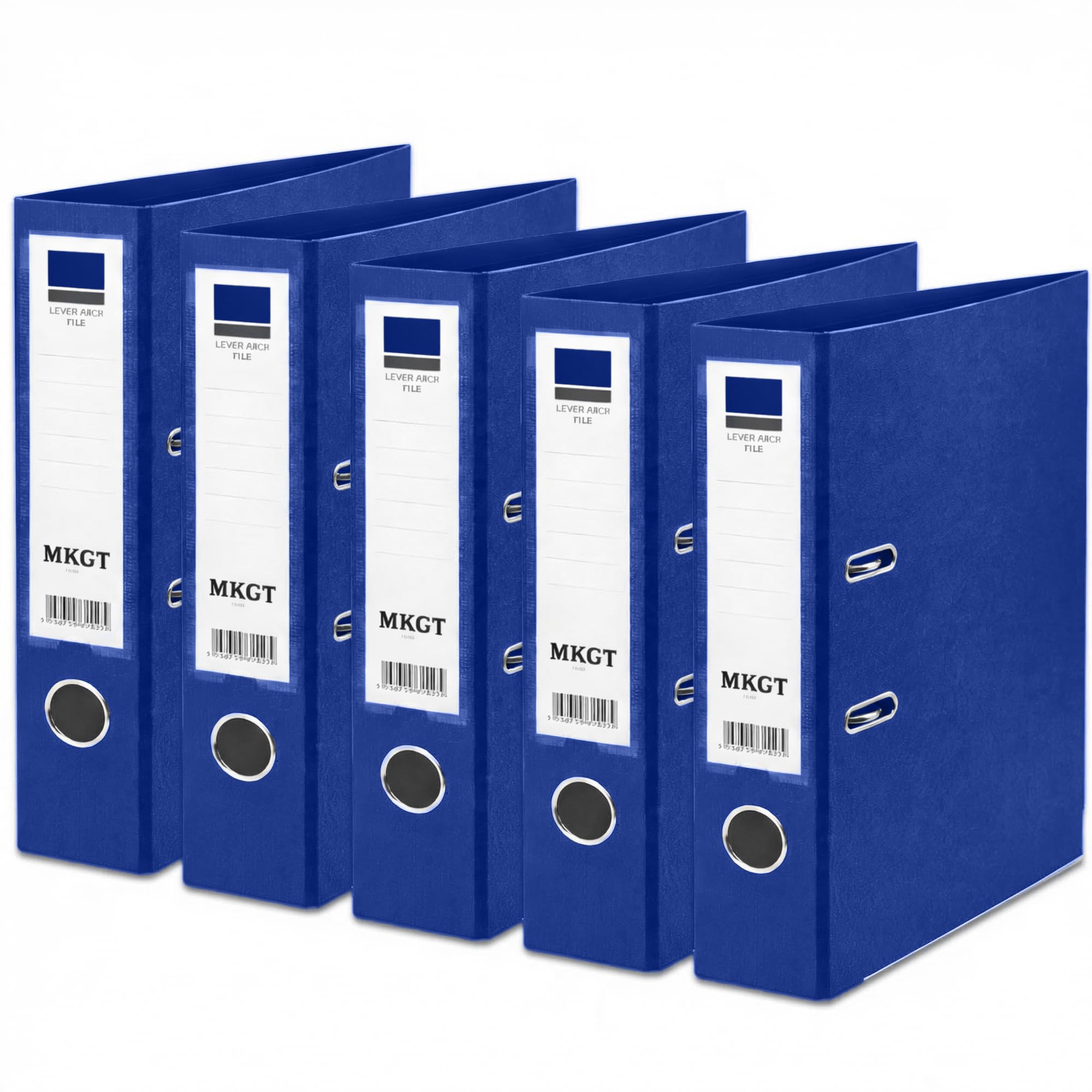 5X A4 Lever Arch Files | Blue Premium Strong Business File Folders with Metal Binder Bar Ring for Documents, Office & Home (Pack of 5 Blue)