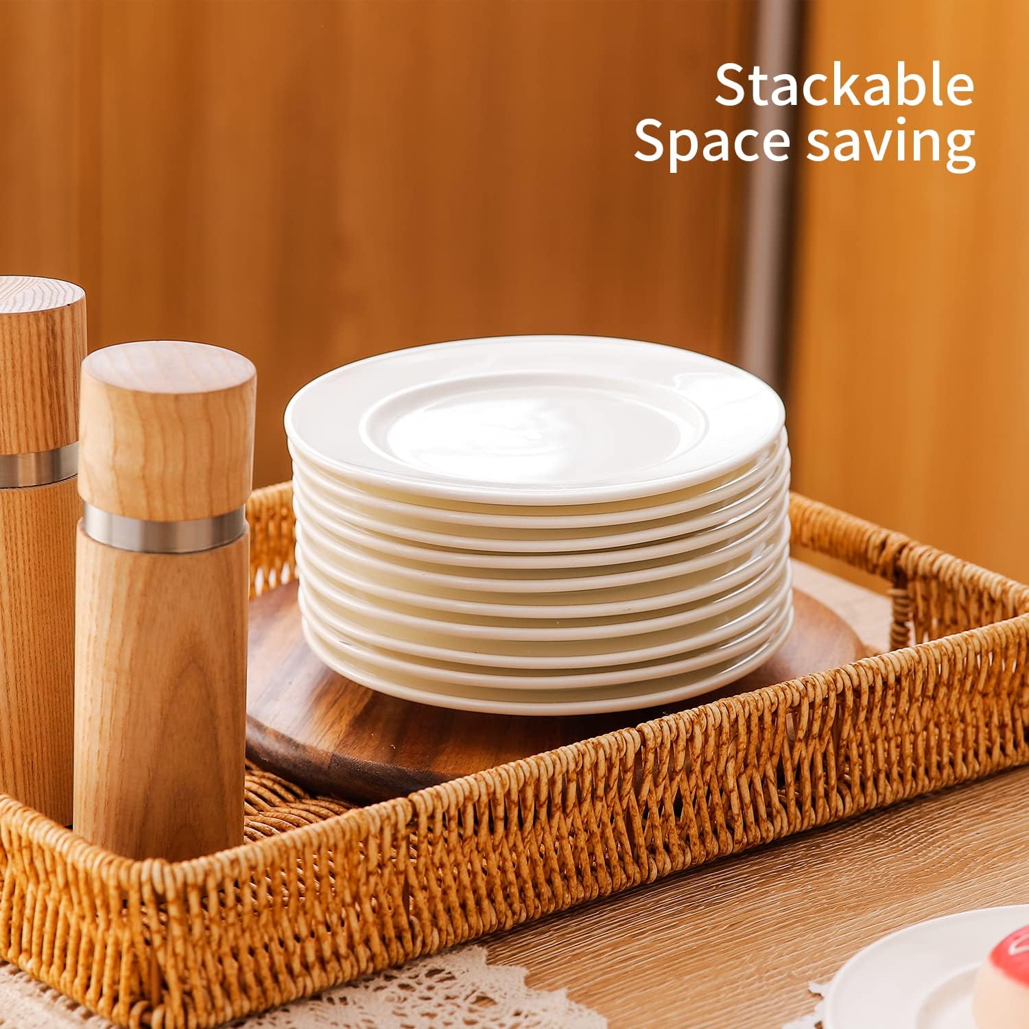 TAMAYKIM 18 Pieces 6 Inch Porcelain Dessert Plates, Small Appetizer Dinner Plate, Round Dinnerware Sets, Scratch Resistant, Microwave, Oven, and Dishwasher Safe, White