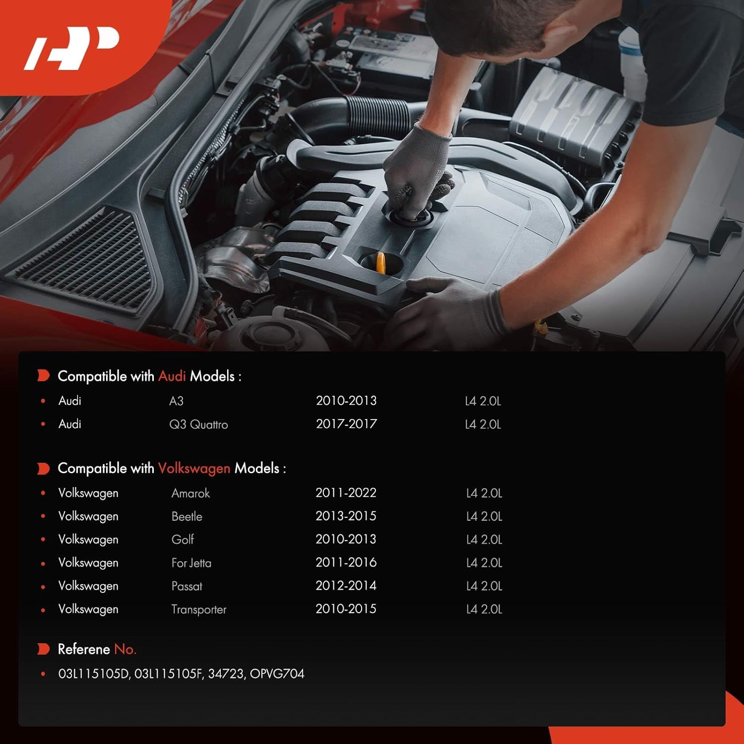 A-Premium Engine Oil Pump for 2.0L - Compatible with Volkswagen Jetta 11-16, Passat 12-14, Golf 10-13, Beetle 13-15, Amarok 11-22, Transporter 10-15 & Audi A3 10-13, Q3 Quattro 17