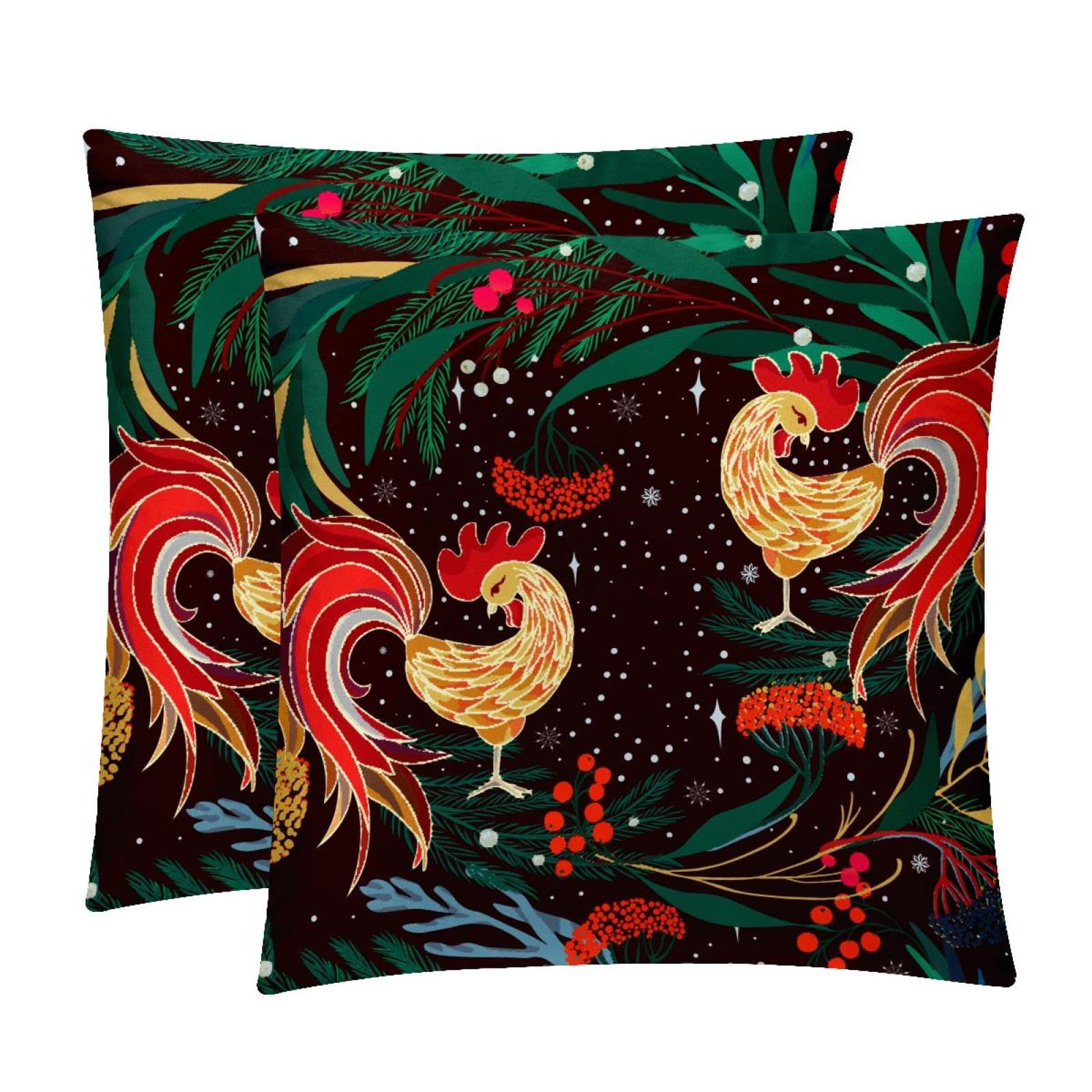 TDGKPZ Cock And Leaf Throw Pillow Covers 2 Pack Cushion Cases Decorative Pillow Cases Home Decor 45x45cm