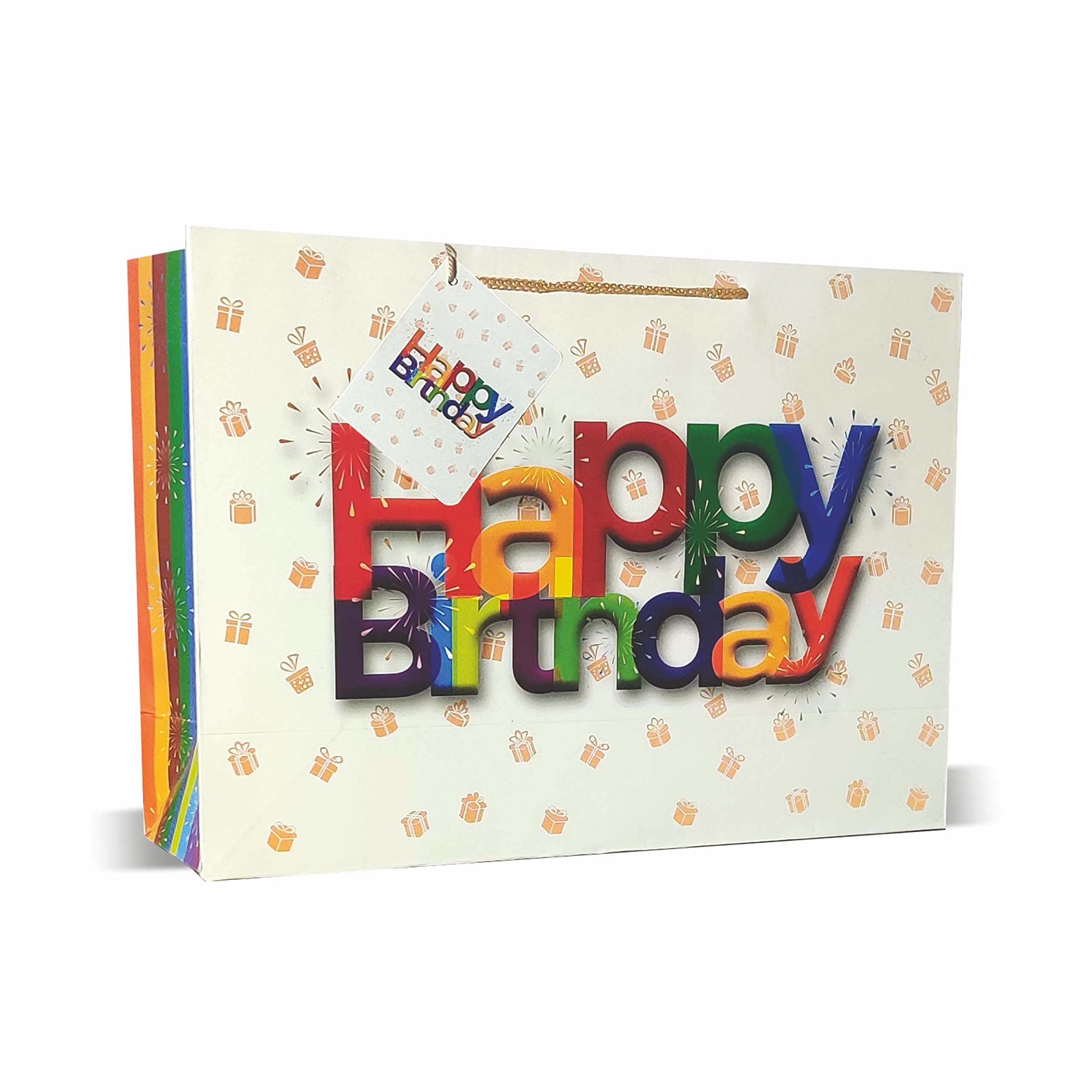 VESTTA -ELEGANCE REDEFINED Gift Paper bag, Large, 14 (L) x 4.5 (B) x 10 (H) Inches, Off-White with Multi Coloured Design for Birthday Return Gifts with Gift Tags (B09GMK5MYZ) Amazon Price History, Amazon Price Tracker