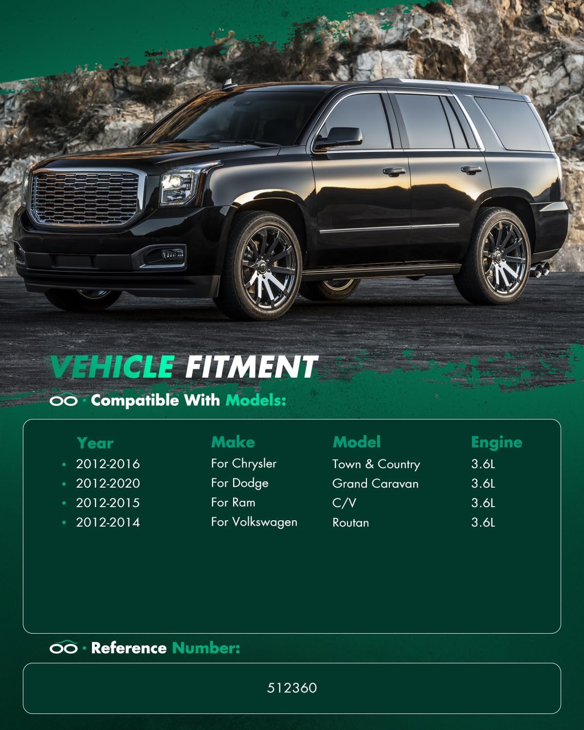 SCITOO 1 Pcs Wheel Bearings & Hub Left Rear Right for 2012-2020 for Chrysler Town & Country for Dodge Grand Caravan for Ram C/V for Volkswagen Routan 512360